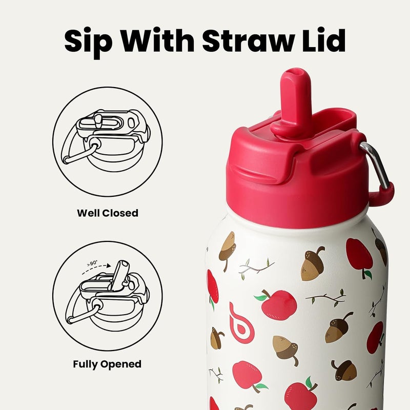 BottleBottle 32oz Insulated Water Bottle Stainless Steel Sport Water Bottle with Straw Dual-use Lid Design for Gym with Pill Box - Image 3
